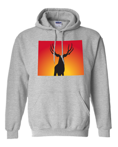 Pullover Hooded Sweatshirt Wyoming Athletic Heather Mule Deer Vibrant Design High Quality Tight Knit Ring Spun Low Maintenance Cotton Printed With The Newest Available Color Transfer Technology