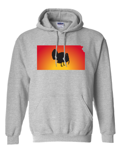 Pullover Hooded Sweatshirt Kansas Athletic Heather Turkey Vibrant Design High Quality Tight Knit Ring Spun Low Maintenance Cotton Printed With The Newest Available Color Transfer Technology