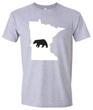 Load image into Gallery viewer, Short Sleeve T-Shirt Minnesota Athletic Heather Black Bear Vibrant Design High Quality Tight Knit Ring Spun Low Maintenance Cotton Printed With The Newest Available Color Transfer Technology