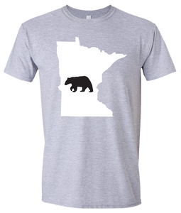 Short Sleeve T-Shirt Minnesota Athletic Heather Black Bear Vibrant Design High Quality Tight Knit Ring Spun Low Maintenance Cotton Printed With The Newest Available Color Transfer Technology