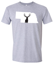 Load image into Gallery viewer, Short Sleeve T-Shirt Nebraska Athletic Heather Mule Deer Vibrant Design High Quality Tight Knit Ring Spun Low Maintenance Cotton Printed With The Newest Available Color Transfer Technology