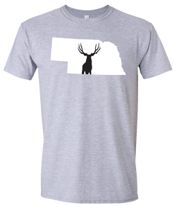 Short Sleeve T-Shirt Nebraska Athletic Heather Mule Deer Vibrant Design High Quality Tight Knit Ring Spun Low Maintenance Cotton Printed With The Newest Available Color Transfer Technology
