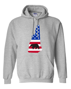 Pullover Hooded Sweatshirt New Hampshire Athletic Heather Black Bear Vibrant Design High Quality Tight Knit Ring Spun Low Maintenance Cotton Printed With The Newest Available Color Transfer Technology