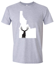 Load image into Gallery viewer, Short Sleeve T-Shirt Idaho Athletic Heather Mule Deer Vibrant Design High Quality Tight Knit Ring Spun Low Maintenance Cotton Printed With The Newest Available Color Transfer Technology