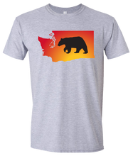 Load image into Gallery viewer, Short Sleeve T-Shirt Washington Athletic Heather Black Bear Vibrant Design High Quality Tight Knit Ring Spun Low Maintenance Cotton Printed With The Newest Available Color Transfer Technology