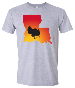 Short Sleeve T-Shirt Louisiana Athletic Heather Turkey Vibrant Design High Quality Tight Knit Ring Spun Low Maintenance Cotton Printed With The Newest Available Color Transfer Technology