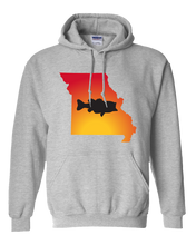 Load image into Gallery viewer, Pullover Hooded Sweatshirt Missouri Athletic Heather Large Mouth Bass Vibrant Design High Quality Tight Knit Ring Spun Low Maintenance Cotton Printed With The Newest Available Color Transfer Technology