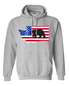 Pullover Hooded Sweatshirt Washington Athletic Heather Black Bear Vibrant Design High Quality Tight Knit Ring Spun Low Maintenance Cotton Printed With The Newest Available Color Transfer Technology