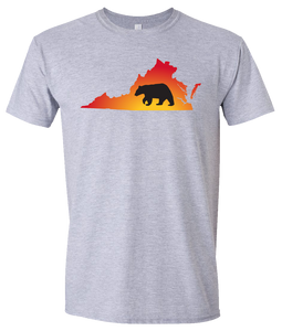Short Sleeve T-Shirt Virginia Athletic Heather Black Bear Vibrant Design High Quality Tight Knit Ring Spun Low Maintenance Cotton Printed With The Newest Available Color Transfer Technology