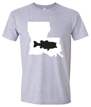 Load image into Gallery viewer, Short Sleeve T-Shirt Louisiana Athletic Heather Large Mouth Bass Vibrant Design High Quality Tight Knit Ring Spun Low Maintenance Cotton Printed With The Newest Available Color Transfer Technology
