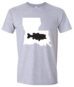 Short Sleeve T-Shirt Louisiana Athletic Heather Large Mouth Bass Vibrant Design High Quality Tight Knit Ring Spun Low Maintenance Cotton Printed With The Newest Available Color Transfer Technology