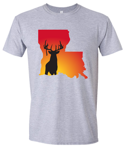 Short Sleeve T-Shirt Louisiana Athletic Heather Whitetail Deer Vibrant Design High Quality Tight Knit Ring Spun Low Maintenance Cotton Printed With The Newest Available Color Transfer Technology