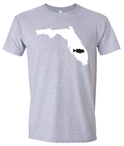 Short Sleeve T-Shirt Florida Athletic Heather Large Mouth Bass Vibrant Design High Quality Tight Knit Ring Spun Low Maintenance Cotton Printed With The Newest Available Color Transfer Technology