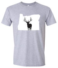 Load image into Gallery viewer, Short Sleeve T-Shirt Oregon Athletic Heather Elk Vibrant Design High Quality Tight Knit Ring Spun Low Maintenance Cotton Printed With The Newest Available Color Transfer Technology