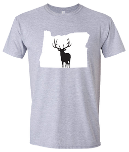 Short Sleeve T-Shirt Oregon Athletic Heather Elk Vibrant Design High Quality Tight Knit Ring Spun Low Maintenance Cotton Printed With The Newest Available Color Transfer Technology
