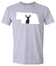 Load image into Gallery viewer, Short Sleeve T-Shirt Nebraska Athletic Heather Whitetail Deer Vibrant Design High Quality Tight Knit Ring Spun Low Maintenance Cotton Printed With The Newest Available Color Transfer Technology