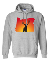 Load image into Gallery viewer, Pullover Hooded Sweatshirt Oregon Athletic Heather Mule Deer Vibrant Design High Quality Tight Knit Ring Spun Low Maintenance Cotton Printed With The Newest Available Color Transfer Technology