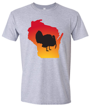 Load image into Gallery viewer, Short Sleeve T-Shirt Wisconsin Athletic Heather Turkey Vibrant Design High Quality Tight Knit Ring Spun Low Maintenance Cotton Printed With The Newest Available Color Transfer Technology