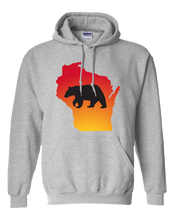 Load image into Gallery viewer, Pullover Hooded Sweatshirt Wisconsin Athletic Heather Black Bear Vibrant Design High Quality Tight Knit Ring Spun Low Maintenance Cotton Printed With The Newest Available Color Transfer Technology