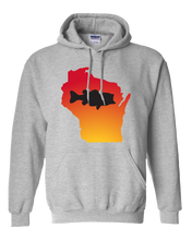 Load image into Gallery viewer, Pullover Hooded Sweatshirt Wisconsin Athletic Heather Large Mouth Bass Vibrant Design High Quality Tight Knit Ring Spun Low Maintenance Cotton Printed With The Newest Available Color Transfer Technology