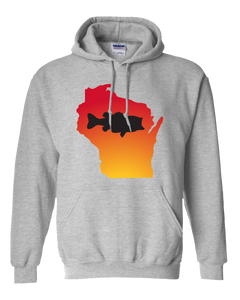 Pullover Hooded Sweatshirt Wisconsin Athletic Heather Large Mouth Bass Vibrant Design High Quality Tight Knit Ring Spun Low Maintenance Cotton Printed With The Newest Available Color Transfer Technology