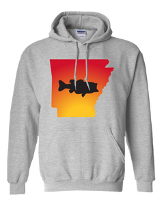 Pullover Hooded Sweatshirt Arkansas Athletic Heather Large Mouth Bass Vibrant Design High Quality Tight Knit Ring Spun Low Maintenance Cotton Printed With The Newest Available Color Transfer Technology