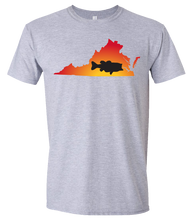 Load image into Gallery viewer, Short Sleeve T-Shirt Virginia Athletic Heather Large Mouth Bass Vibrant Design High Quality Tight Knit Ring Spun Low Maintenance Cotton Printed With The Newest Available Color Transfer Technology