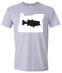 Short Sleeve T-Shirt Oregon Athletic Heather Large Mouth Bass Vibrant Design High Quality Tight Knit Ring Spun Low Maintenance Cotton Printed With The Newest Available Color Transfer Technology