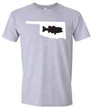 Load image into Gallery viewer, Short Sleeve T-Shirt Oklahoma Athletic Heather Large Mouth Bass Vibrant Design High Quality Tight Knit Ring Spun Low Maintenance Cotton Printed With The Newest Available Color Transfer Technology