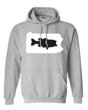 Load image into Gallery viewer, Pullover Hooded Sweatshirt Pennsylvania Athletic Heather Large Mouth Bass Vibrant Design High Quality Tight Knit Ring Spun Low Maintenance Cotton Printed With The Newest Available Color Transfer Technology