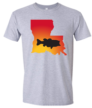 Load image into Gallery viewer, Short Sleeve T-Shirt Louisiana Athletic Heather Large Mouth Bass Vibrant Design High Quality Tight Knit Ring Spun Low Maintenance Cotton Printed With The Newest Available Color Transfer Technology