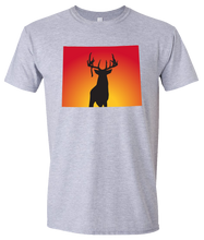 Load image into Gallery viewer, Short Sleeve T-Shirt Wyoming Athletic Heather Whitetail Deer Vibrant Design High Quality Tight Knit Ring Spun Low Maintenance Cotton Printed With The Newest Available Color Transfer Technology