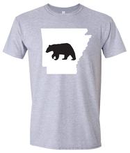 Load image into Gallery viewer, Short Sleeve T-Shirt Arkansas Athletic Heather Black Bear Vibrant Design High Quality Tight Knit Ring Spun Low Maintenance Cotton Printed With The Newest Available Color Transfer Technology