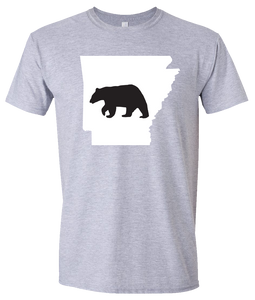 Short Sleeve T-Shirt Arkansas Athletic Heather Black Bear Vibrant Design High Quality Tight Knit Ring Spun Low Maintenance Cotton Printed With The Newest Available Color Transfer Technology
