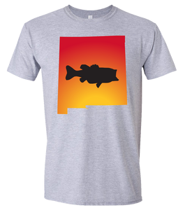 Short Sleeve T-Shirt New Mexico Athletic Heather Large Mouth Bass Vibrant Design High Quality Tight Knit Ring Spun Low Maintenance Cotton Printed With The Newest Available Color Transfer Technology