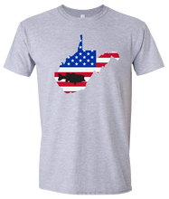 Load image into Gallery viewer, Short Sleeve T-Shirt West Virginia Athletic Heather Large Mouth Bass Vibrant Design High Quality Tight Knit Ring Spun Low Maintenance Cotton Printed With The Newest Available Color Transfer Technology