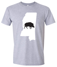 Load image into Gallery viewer, Short Sleeve T-Shirt Mississippi Athletic Heather Wild Hog Vibrant Design High Quality Tight Knit Ring Spun Low Maintenance Cotton Printed With The Newest Available Color Transfer Technology
