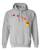 Load image into Gallery viewer, Pullover Hooded Sweatshirt Hawaii Athletic Heather Large Mouth Bass Vibrant Design High Quality Tight Knit Ring Spun Low Maintenance Cotton Printed With The Newest Available Color Transfer Technology