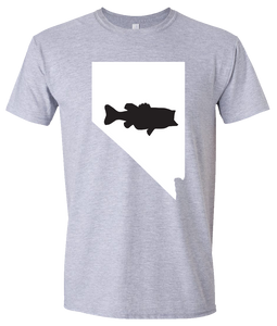 Short Sleeve T-Shirt Nevada Athletic Heather Large Mouth Bass Vibrant Design High Quality Tight Knit Ring Spun Low Maintenance Cotton Printed With The Newest Available Color Transfer Technology