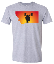 Load image into Gallery viewer, Short Sleeve T-Shirt Montana Athletic Heather Moose Vibrant Design High Quality Tight Knit Ring Spun Low Maintenance Cotton Printed With The Newest Available Color Transfer Technology