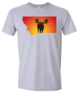 Short Sleeve T-Shirt Montana Athletic Heather Moose Vibrant Design High Quality Tight Knit Ring Spun Low Maintenance Cotton Printed With The Newest Available Color Transfer Technology