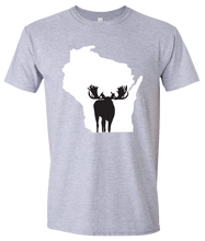 Load image into Gallery viewer, Short Sleeve T-Shirt Wisconsin Athletic Heather Moose Vibrant Design High Quality Tight Knit Ring Spun Low Maintenance Cotton Printed With The Newest Available Color Transfer Technology