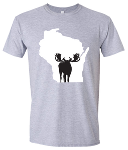 Short Sleeve T-Shirt Wisconsin Athletic Heather Moose Vibrant Design High Quality Tight Knit Ring Spun Low Maintenance Cotton Printed With The Newest Available Color Transfer Technology