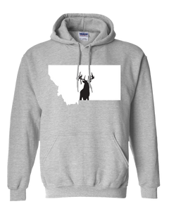 Pullover Hooded Sweatshirt Montana Athletic Heather Whitetail Deer Vibrant Design High Quality Tight Knit Ring Spun Low Maintenance Cotton Printed With The Newest Available Color Transfer Technology