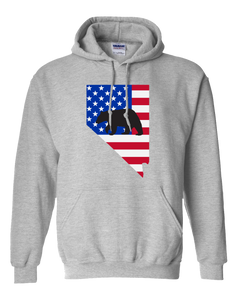Pullover Hooded Sweatshirt Nevada Athletic Heather Black Bear Vibrant Design High Quality Tight Knit Ring Spun Low Maintenance Cotton Printed With The Newest Available Color Transfer Technology