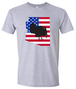 Short Sleeve T-Shirt Arizona Athletic Heather Turkey Vibrant Design High Quality Tight Knit Ring Spun Low Maintenance Cotton Printed With The Newest Available Color Transfer Technology