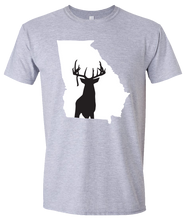 Load image into Gallery viewer, Short Sleeve T-Shirt Georgia Athletic Heather Whitetail Deer Vibrant Design High Quality Tight Knit Ring Spun Low Maintenance Cotton Printed With The Newest Available Color Transfer Technology