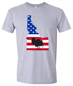 Short Sleeve T-Shirt Idaho Athletic Heather Turkey Vibrant Design High Quality Tight Knit Ring Spun Low Maintenance Cotton Printed With The Newest Available Color Transfer Technology