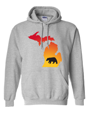 Load image into Gallery viewer, Pullover Hooded Sweatshirt Michigan Athletic Heather Black Bear Vibrant Design High Quality Tight Knit Ring Spun Low Maintenance Cotton Printed With The Newest Available Color Transfer Technology