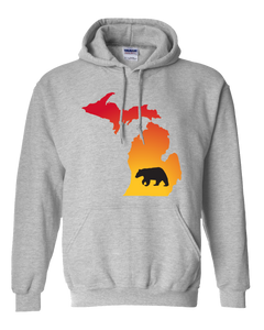 Pullover Hooded Sweatshirt Michigan Athletic Heather Black Bear Vibrant Design High Quality Tight Knit Ring Spun Low Maintenance Cotton Printed With The Newest Available Color Transfer Technology